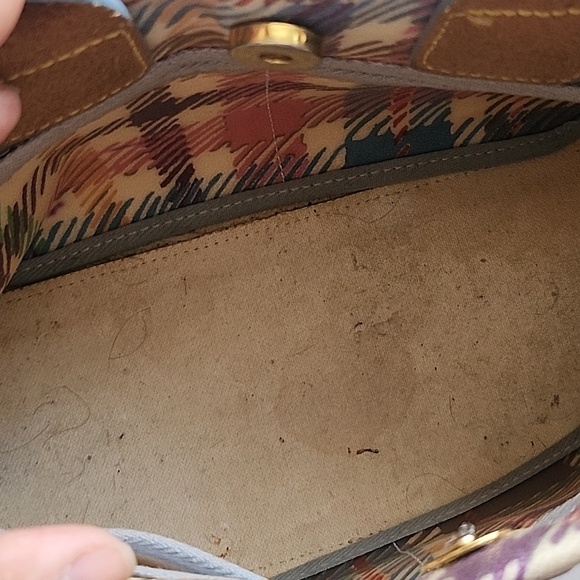 Vintage Dooney & Bourke Y2K Madras Plaid Tasselled Handbag Charm&Shoulder Strap - Picture 4 of 6